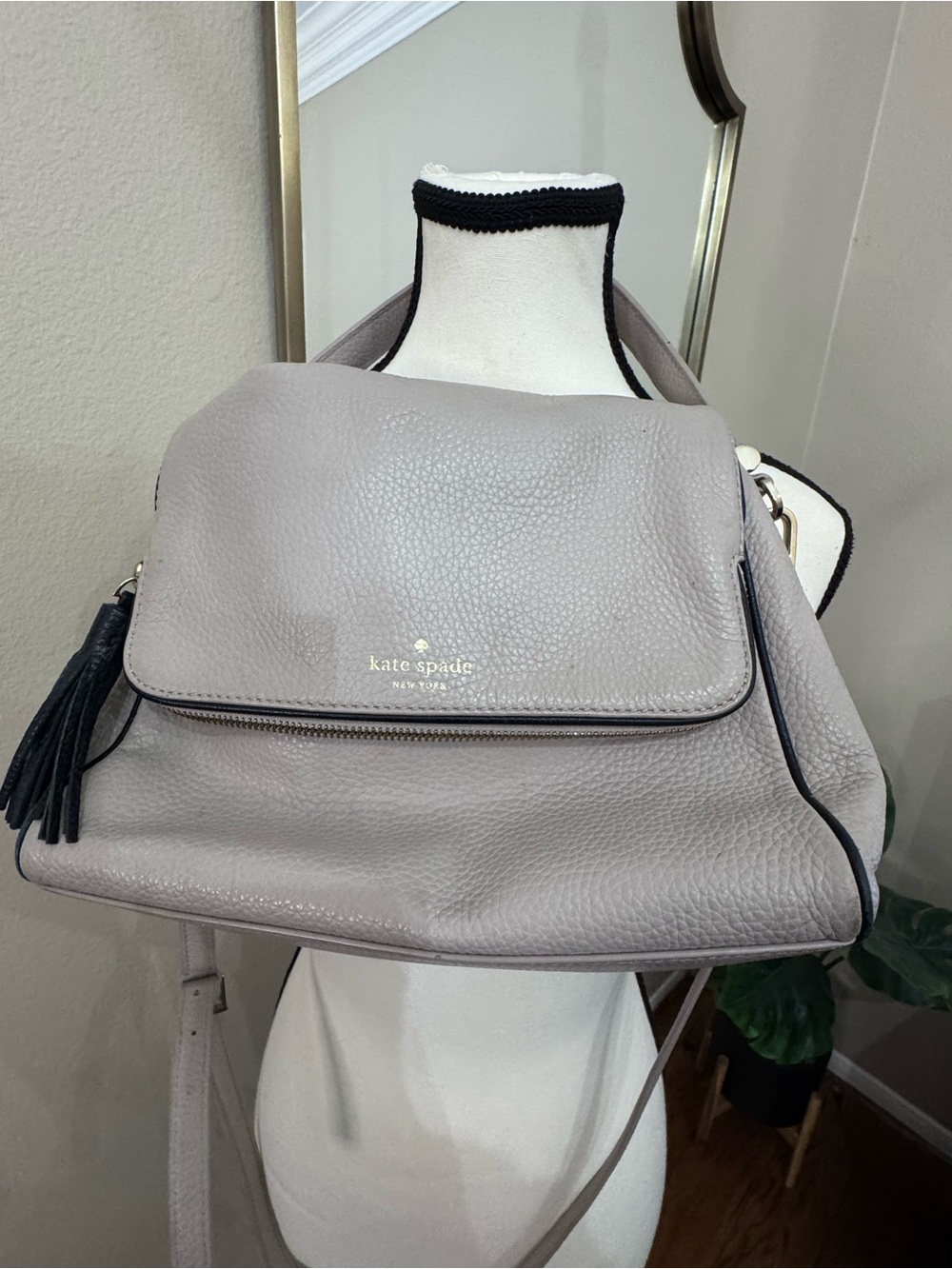 Kate Spade Southport Avenue Carmen Gray Leather Satchel Crossbody